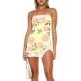thumbnail image 5 of Yunliwuli Women's Summer Short Bandeau Dress Sleeveless Off Shoulder Lace Trim Floral Dress, 5 of 8