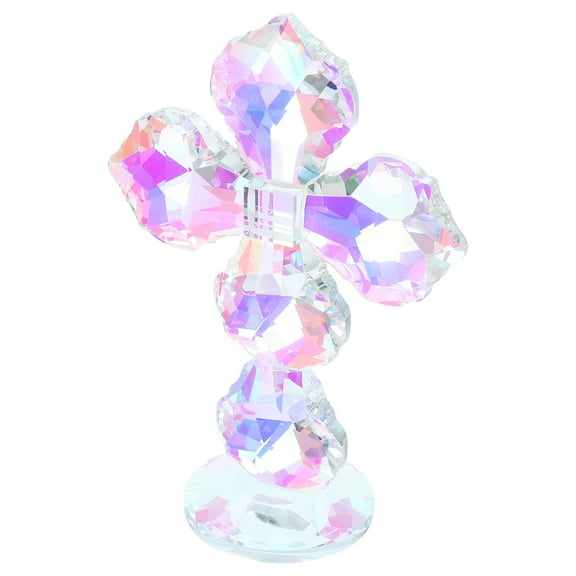 unbranded Crystal Standing Crucifix Decor Handmade Glass Holy Crucifix Collectible Figurines For Women Men Home Easter Religious Decoration