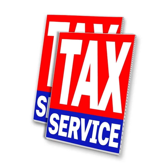 Tax Service (24" X 36") 4mm Corrugated Plastic Panel, Graphics Applied To 1 Side (Pk of 2)