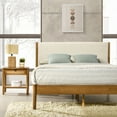 thumbnail image 4 of Roundhill Furniture Vichy 3-Piece Rubberwood Bedroom Set with Corduroy Upholstered Queen Bed and 2 Nightstands, 4 of 14