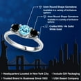 thumbnail image 2 of Gem Stone King 14K White Gold Blue Apatite & Black Diamond 3-Stone Engagement Ring | 1.04 Cttw | Round 5MM and 4MM | Three Stone Wedding Anniversary Promise Ring for Women (Size 9), 2 of 6