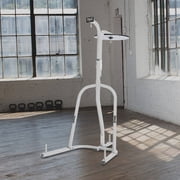 Everlast Dual Station Heavy Duty Powder Coated Steel Heavy and Speed Bag Stand, White