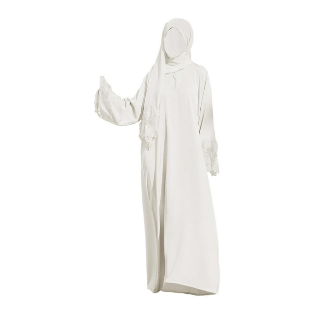 Bunblic Robe Musulmane Kaftan avec Foulard Robe Abaya pour Femmes pour Prier Festival Dames TTG