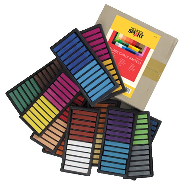 School Smart Square Chalk Pastels, Assorted Colors, Set of 144