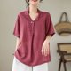 thumbnail image 1 of mfyjkho Tops Bohemios Para Mujer, Blusas Casuales De Moda Para Mujer Con Botones, Mangas 3/4 Y Cuello Redondo Tops Para Salir Xxl, 1 of 5