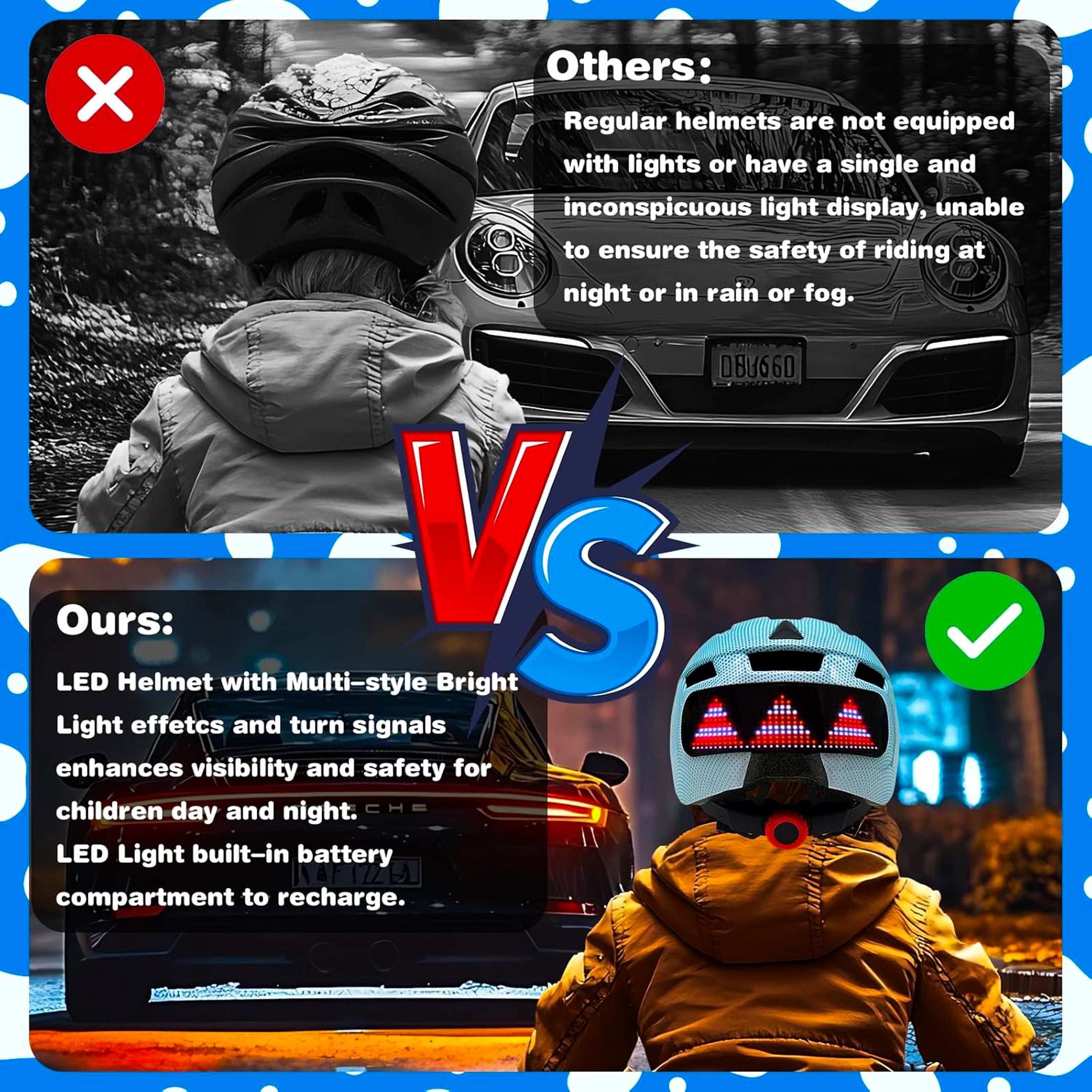 Kids Bike Helmet with LED Display & Remote Control, 64 Light Patterns, Turn & Stop Signals, Multi-Sport Helmet for Toddler & Youth Ages 3-14, Safe for Boys Girls Bicycle Scooter Mountain Bike