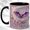 Black, variant on Crescent Bat Coffee Mug, Floral Moon Mug, Ceramic 11 oz