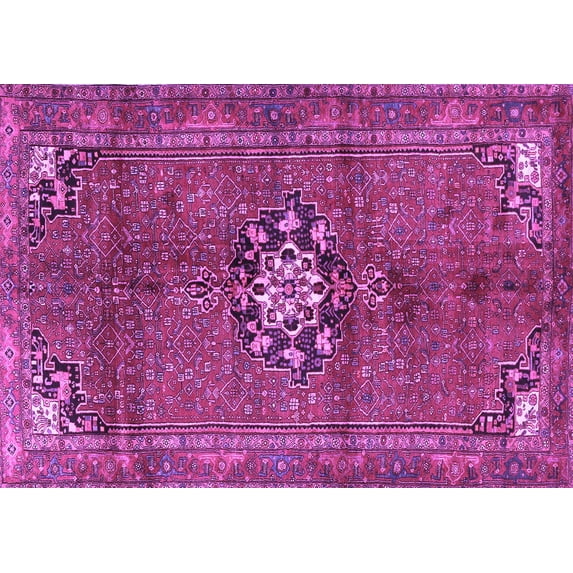 Ahgly Company Indoor Rectangle Medallion Purple Traditional Area Rugs, 5' x 8'