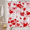 thumbnail image 2 of Valentine''s Day Shower Curtain Red White Pink Heart Romantic Sweet Love Modern Creative Lover Couple Woman 70" WX70 H Bathroom Fabric Curtain with Hooks, 2 of 6
