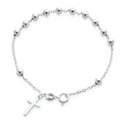 Bling Jewelry Rosary Prayer Ball Beads Cross Bracelet Communion Sterling Silver