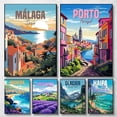 thumbnail image 2 of Póster de arte de viaje España Málaga Roma Oporto Madeira Portugal Costa Lienzo Pintura Impresión de pared Imagen para sala de estar Decoración del hogar, 2 of 5