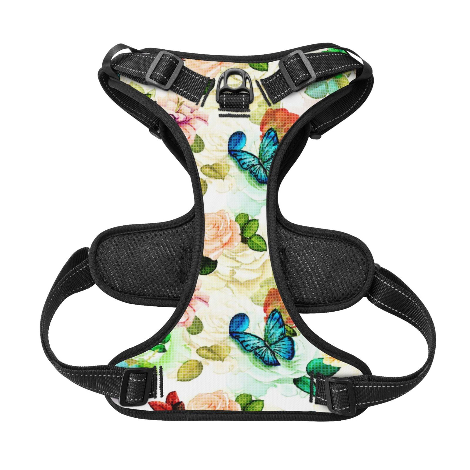 Kdxio Floral Vintage Print No Pull Dog Harness Adjustable Reflective Oxford Easy Control Medium Large Dog Harness for Training and Everyday-Large