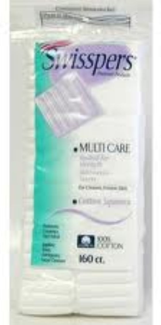 2 Pack - Swisspers Multi Care Cotton Squares w/ Spunlace for Cleaner Fresher Skin 160 ea