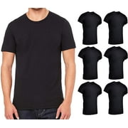 BILLIONHATS 6 Pack Mens Cotton Short Sleeve Lightweight T-Shirts, Bulk Crew Tees for Guys, Black Colors Bulk Pack (6X-Large)