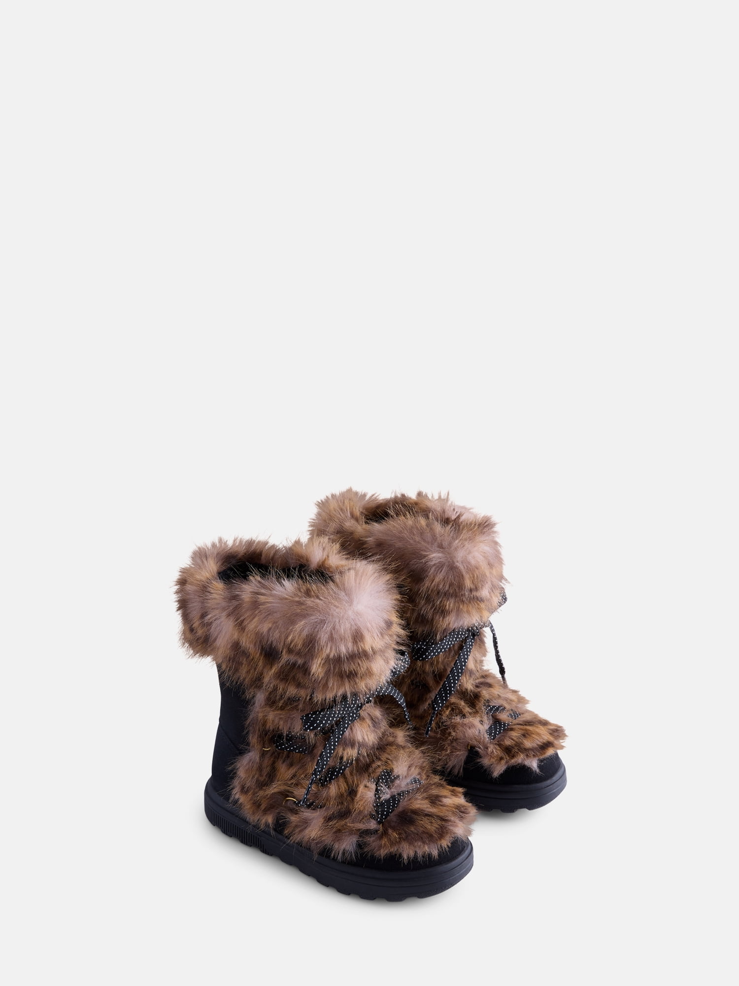 Ozark Trail Little and Big Girls' Faux Fur Trim Winter Boots