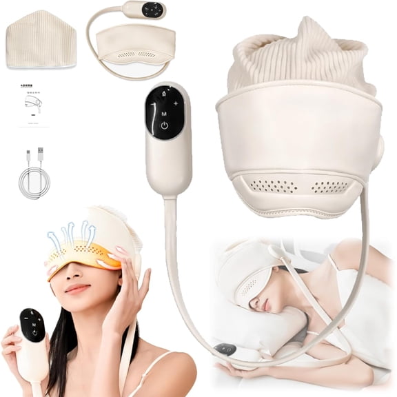 Headache Relief - Head Massager with Eye Mask, Massaging Eye Mask for Stress with Heat and Cold Options, Scalp Massager, Gifts for Women/Sister Birthday Unique (no hat)