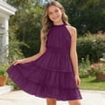thumbnail image 3 of Girls Dresses Size 8 , Party Dress Girls Girls Summer Casual Dress Solid Color Sleeveless A Line Party Outfit Toddler, 3 of 4