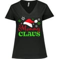 thumbnail image 3 of Inktastic Mommy Claus with Christmas Santa Hat and Snowflakes Women's Plus Size V-Neck T-Shirt, 3 of 5