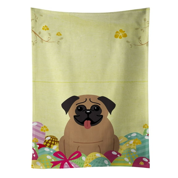 Carolines Treasures BB6005KTWL Easter Eggs Pug Brown Kitchen Towel 15 X 28" multicolor