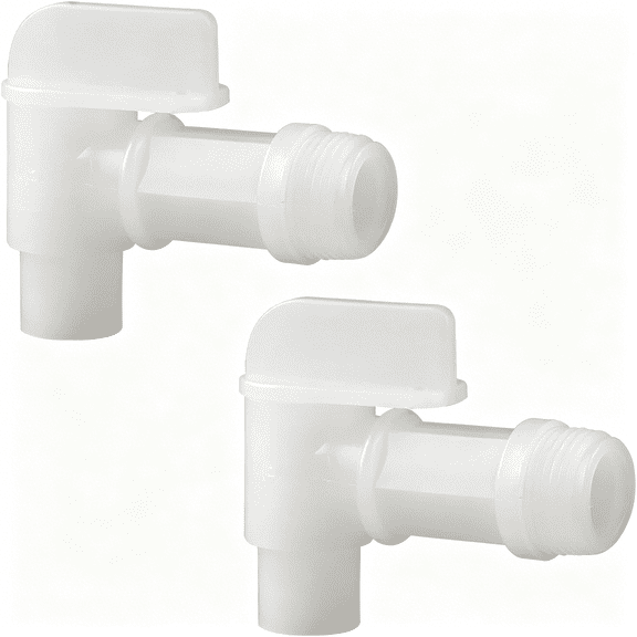 HIBIBUD 3/4” Male Barrel Faucet White Plastic Manual Handle Drum Faucet Pe Tap for Plastic Or Steel Oil Drum Or Water Container by (2Pcs)