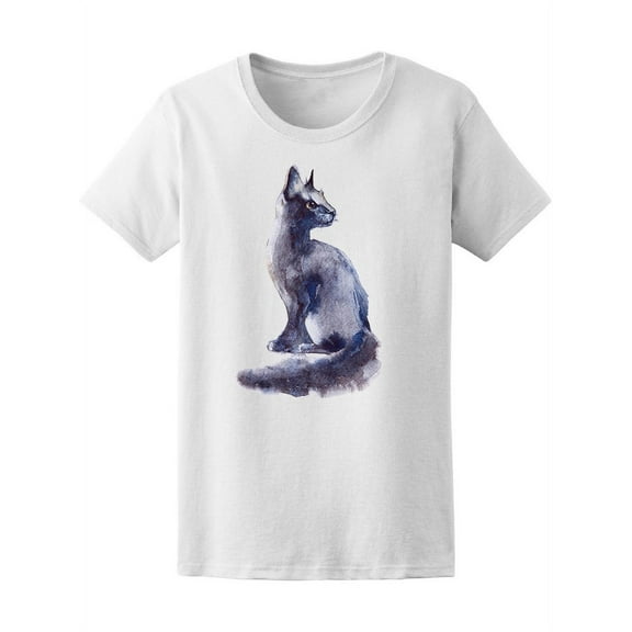 Cute Grunge Watercolor Kitty T-Shirt Women -Image by Shutterstock, Female Medium