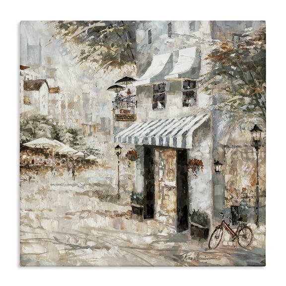 Stupell Industries City Bistro Shopfront Scenic & Cityscapes Painting Wrapped Canvas Art Print Wall Art, 30 x 30
