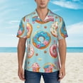 thumbnail image 2 of Pofeuu Colorful Donut Print Hawaiian Shirt for Men Sleeves Casual Button Down Summer Beach Dress Shirts T-Shirts,Small, 2 of 7