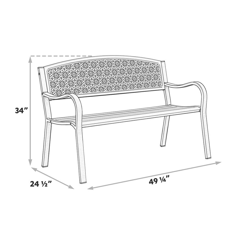 Abble Outdoor Metal Garden Bench Steel Patio Loveseat Park Bench - Blue