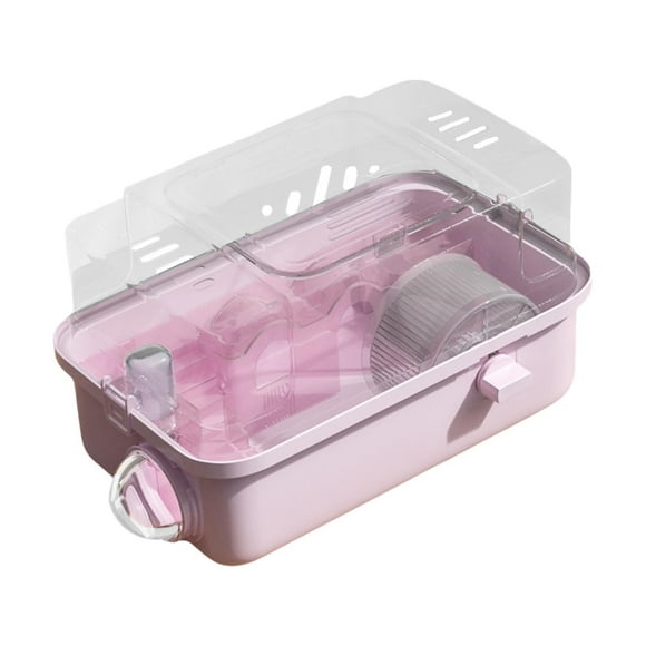 QualitChoice Hamster Cage Transparent Creative Hamster Habitat Rats for Pigs Bunny Guinea Pink 32x20x19cm