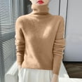 thumbnail image 2 of Nfurl Womens Turtleneck Sweaters Cozy Long Sleeve Solid Color Sweater Base Layer Top Fitting Ladies Fall Clothes Knitwear Gold M, 2 of 4