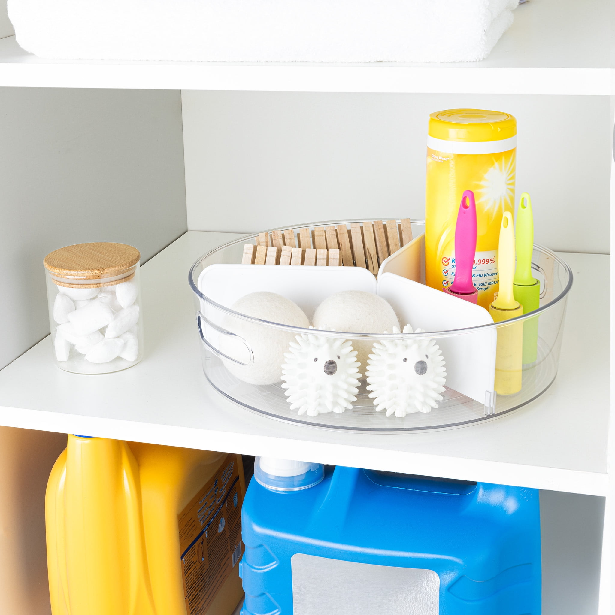 (4 pack) Mainstays Clear Lazy Susan Turntable with Removable Dividers