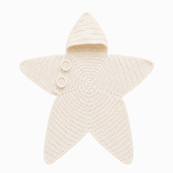 felwors Baby Star Suit Hooded Crochet Knit Star Outfit 6 Styles Available Cute Infant Photo Prop Wrap for Newborn Pictures Nursery Display Baby Shower Gift (White)