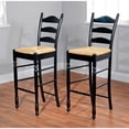 thumbnail image 3 of TMS 30" Indoor Ladder Back Bar Stool with Rush Seat, Set of 2, Black, 3 of 6