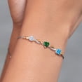 thumbnail image 4 of Gem Stone King 925 Silver and 10K Yellow Gold Moissanite Green Nano Emerald Swiss Blue Topaz and Lab Grown Diamond Tennis Bracelet for Women By Keren Hanan (2.00 cttw, Adjustable up To 9 inch), 4 of 4