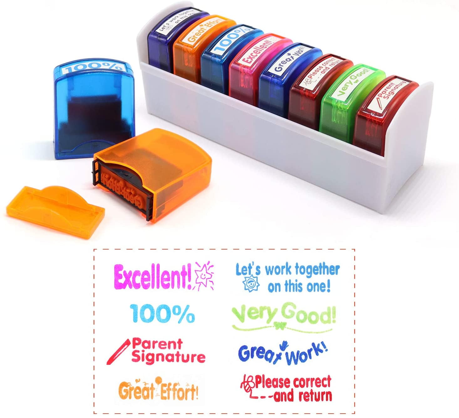 Teachers 12-pc Set of Time Saver Grading Rubber Stamps 