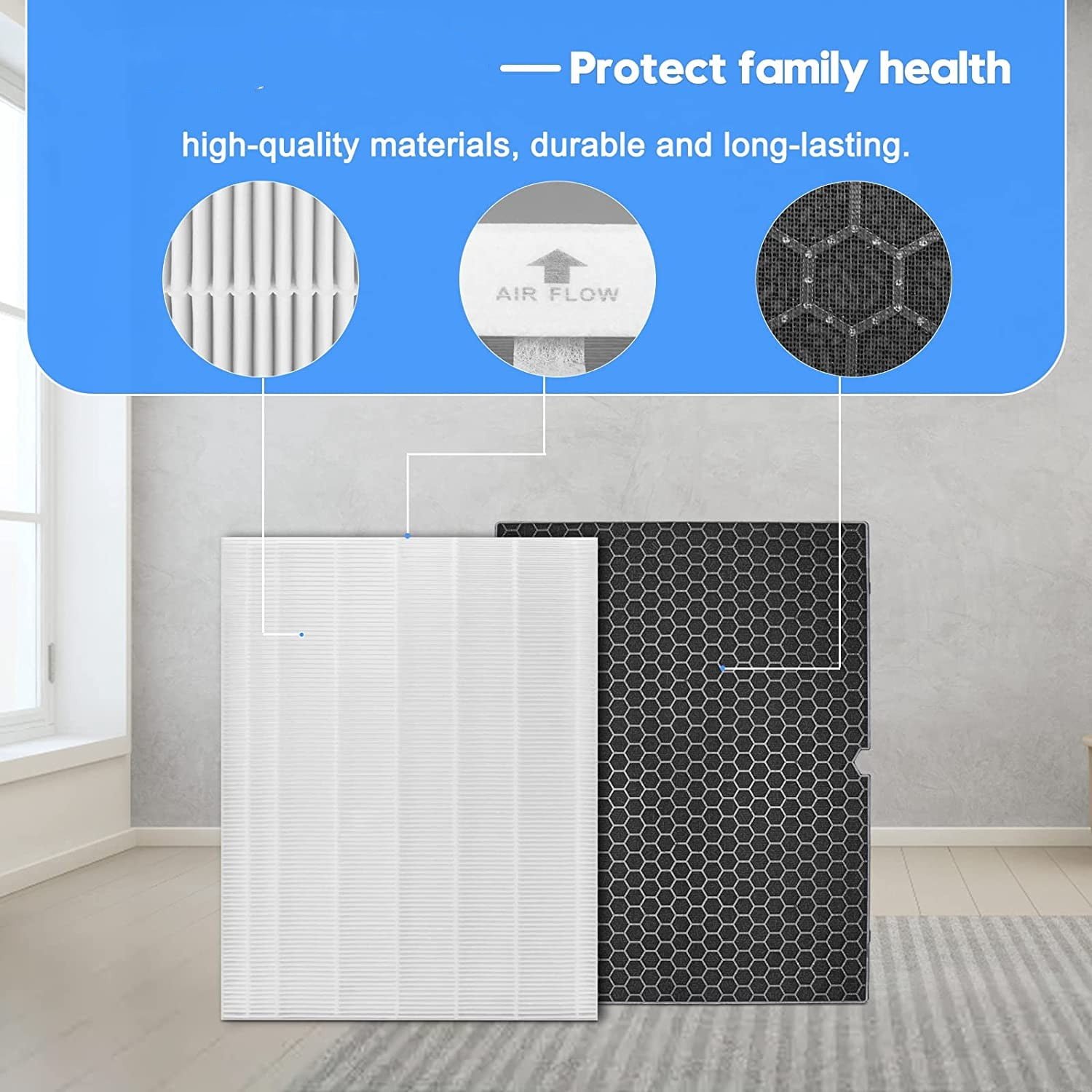 Hepa Replacement Filter H 116130 for Winix 5500-2 Air Purifier HEPA Filter and Activated Carbon Filter Combo Pack, Replacement Part 116130