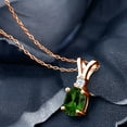 thumbnail image 2 of Gem Stone King 1.25 Ct Oval Green Chrome Diopside 18K Rose Gold Plated Silver Pendant with Chain, 2 of 4