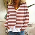 thumbnail image 2 of UYISJ Women Oversized Striped Sweater Color Blocked Cardigan Fall Outfits Fashion V Neck Long Sleeve Button Up Knit Outerwear Brown M, 2 of 5