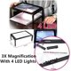thumbnail image 2 of Lupa de lectura, lupa con luz LED, lupa rectangular manos libres con aumento 3x, 4 lámparas LED y pies plegables - Lupa de página completa A4 para personas mayores o con problemas de visión, 2 of 5