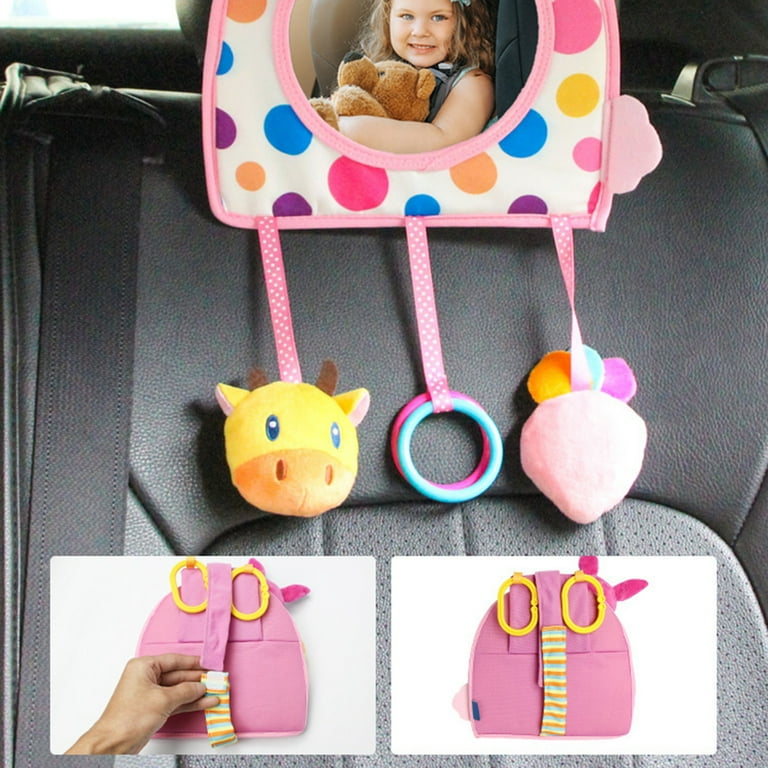 Baby Seat Mirror Attract Kids Simple Installation Plush Assorted Cartoon  Baby Back Rear Mirror Toy for Vehicle 