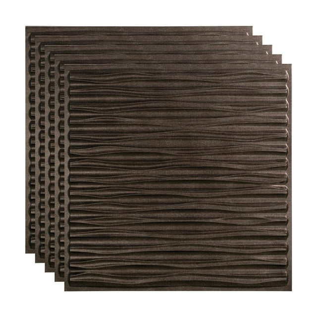 FASÄDE Dunes Decorative Vinyl 2ft x 2ft Lay in Ceiling Panel in Smoked Pewter (5 Pack)