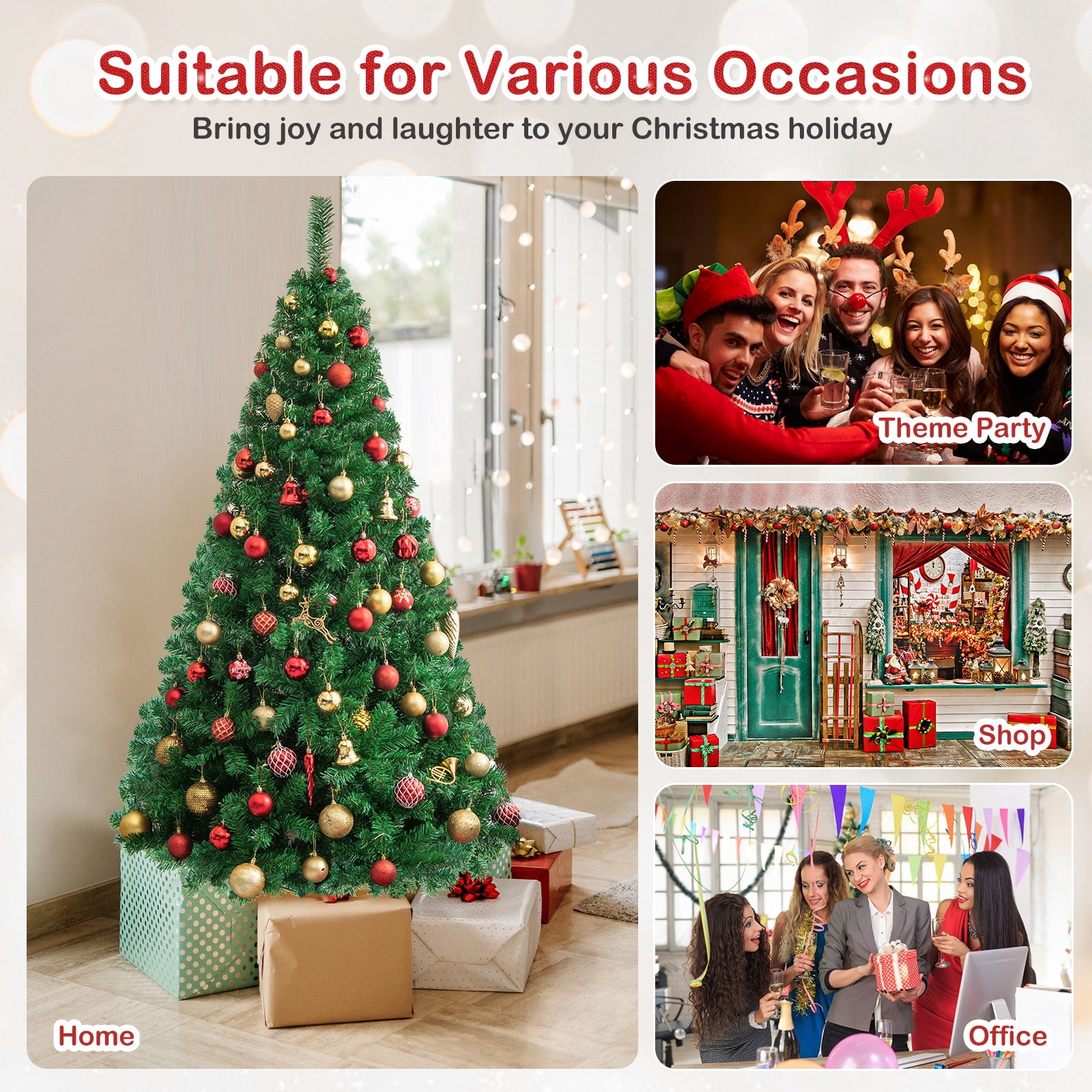 Costway 6Ft Artificial PVC Christmas Tree Stand Indoor Outdoor Green