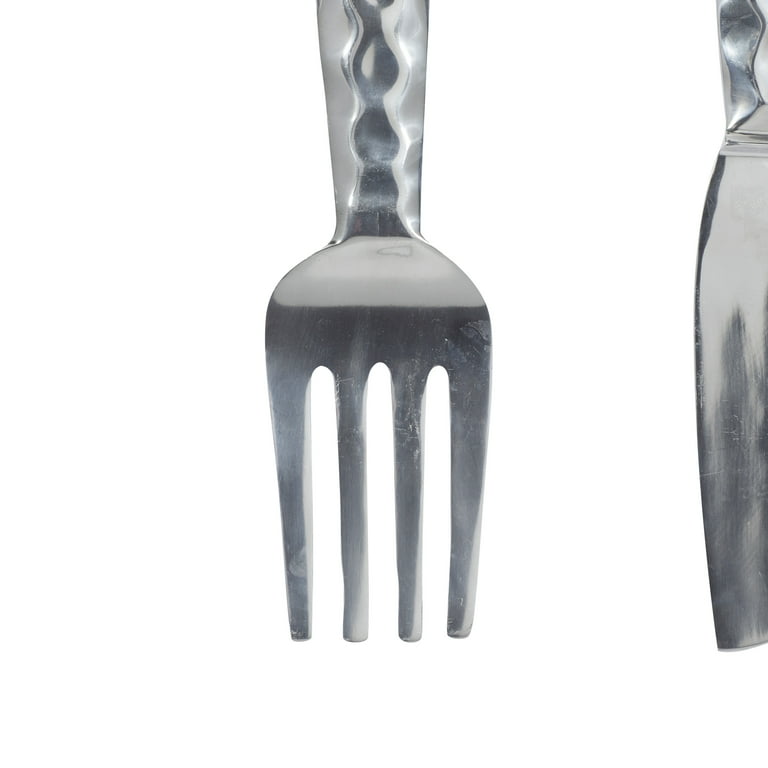 DecMode Silver Aluminum Knife, Spoon and Fork Utensils Wall Decor (3 Count)  