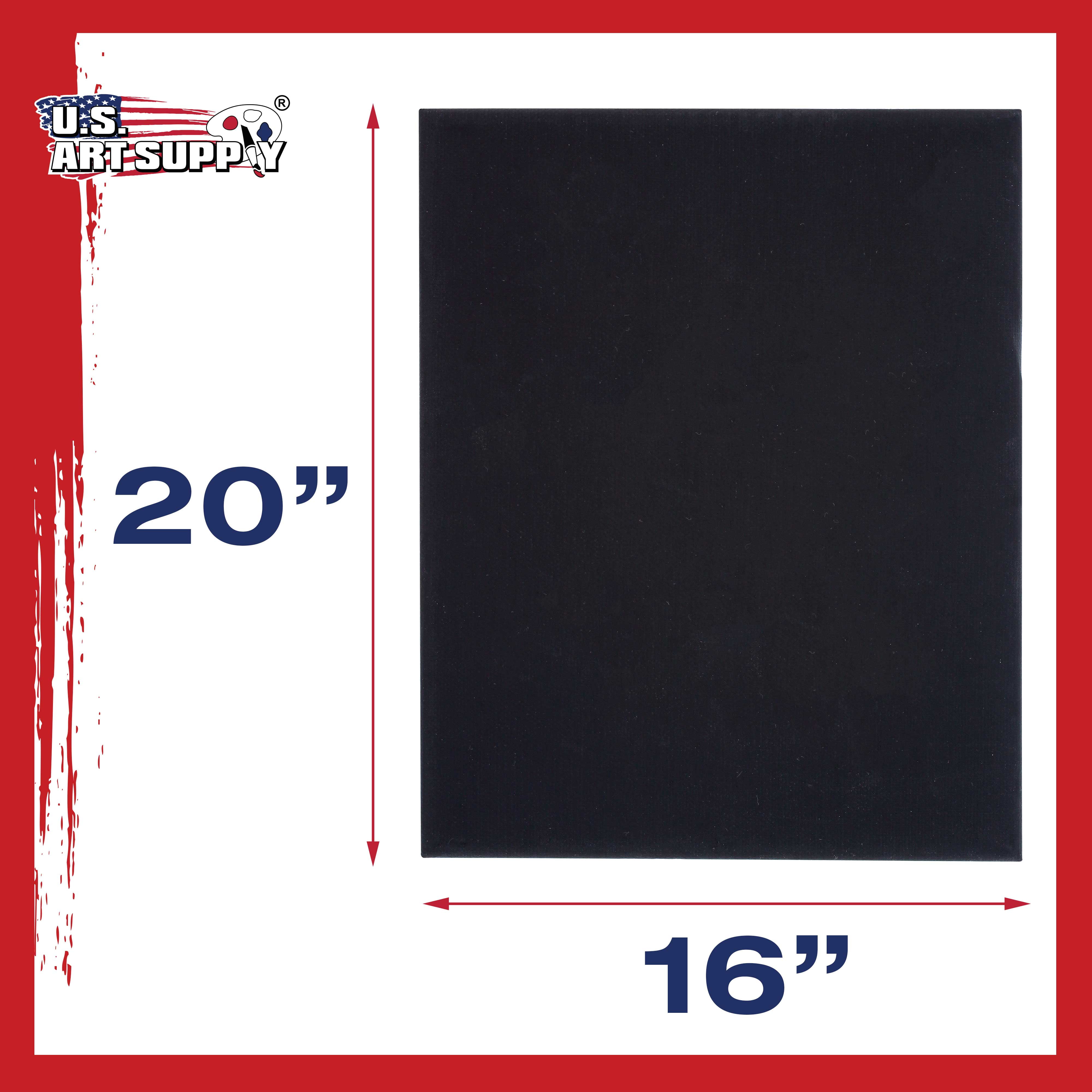 U.S. Art Supply 16 X 20 inch Black Professional Artist Quality Acid Free Canvas Panels 6-Pack