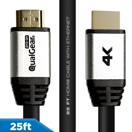 Qualgear® 25 Feet High-Speed Long HDMI 2.0 Cable with 24K Gold Plated Contacts, Supports 4K Ultra HD, 3D, 18 Gbps, Audio Return Channel,CL3 Rated for In-Wall Use