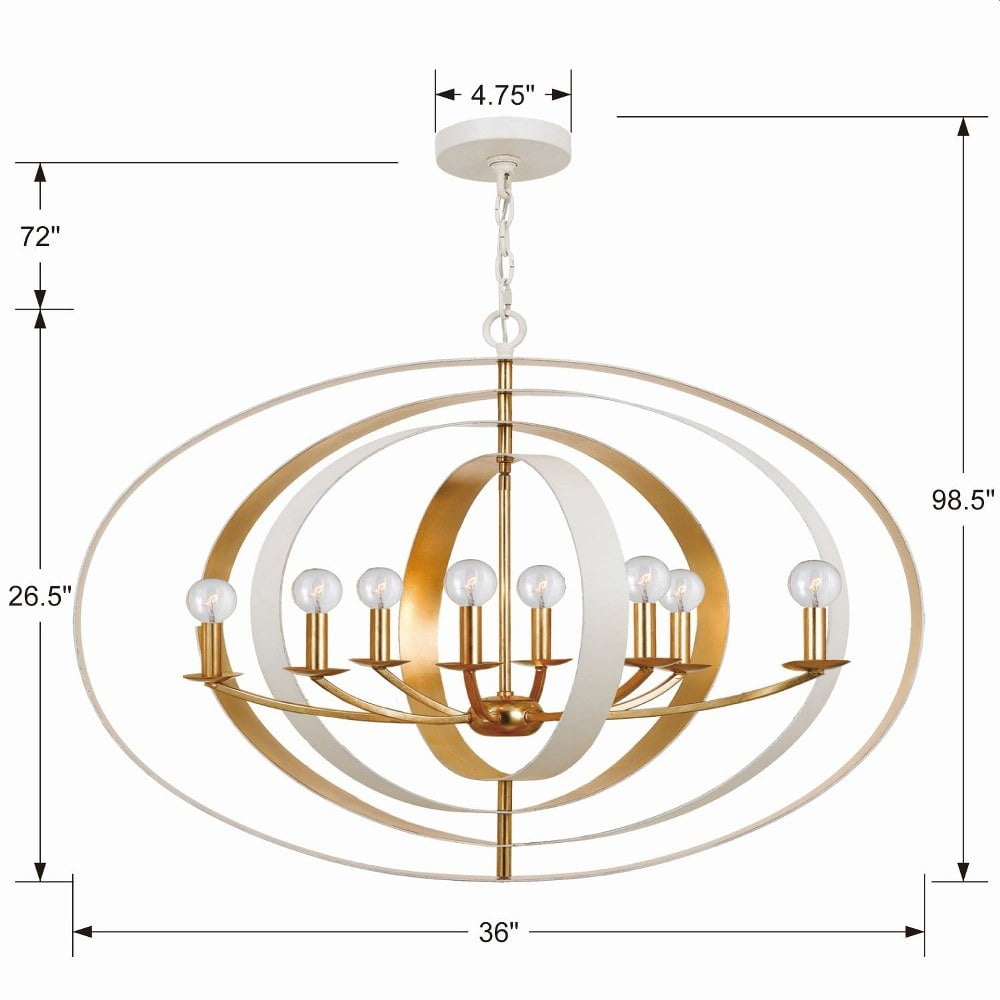 Eight Light Oval Chandelier-English Bronze/Antique Gold Finish    -Traditional Installation Crystorama Lighting 588-Eb-Ga