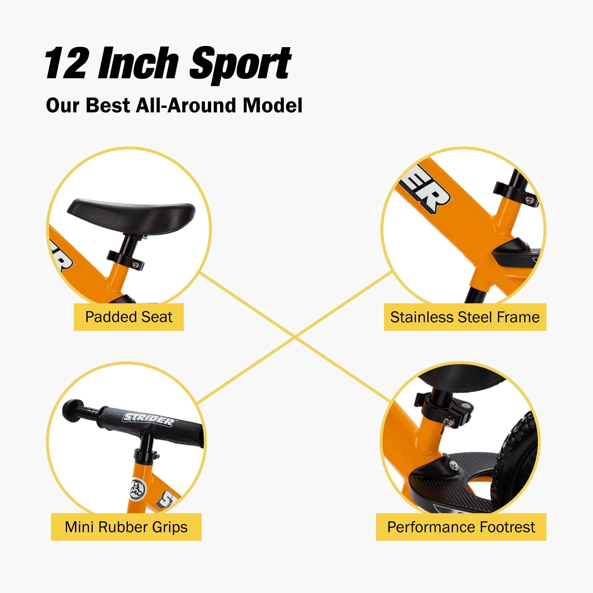 自転車本体 Strider Sport 12 Orange Balance Bike Strider 12” Sport Bike (Orange) + Rocking Base - Helps Teach Baby