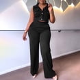 thumbnail image 2 of XIAfhje 2 Piece Sets For Women Summer Sleeveless Button Down Shirts Tank Tops And Wide Leg Pants Loung Sets Casual Outfits Sets, 2 of 6