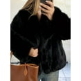 thumbnail image 4 of Women'S Faux Fur Coat Faux Fur Jacket Long Sleeve Lapel Winter Jackets Parka Short Coat Black XXL, 4 of 9
