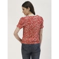 thumbnail image 3 of DressBerry Women's Printed Cotton Poplin Short Puffed Sleeves Blouse Buttoned Closure V Neck Lightweighted Casual&nbsp;Summer Wear Waist Length Regular Top, 3 of 7